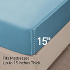 BEDELITE California King Sheets Set, Luxury Soft Airy Blue Satin Sheets for Hair and Skin, Similar to Silk Bed Sheets Set 4 Pieces with 1 Deep Pocket Fitted Sheet, 1 Flat Sheet, and 2 Pillowcases