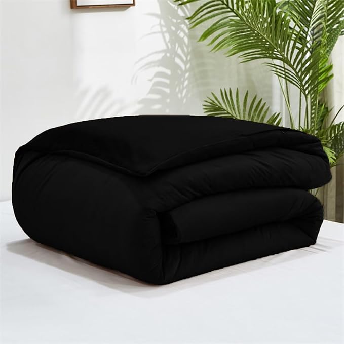 Luxlovery Black Velvet Comforter Set Full Plush Fluffy Black Flannel Bedding Set Bedding Set Heavyweight Blanket Quilts Modern Breathable Warm Winter Comforter