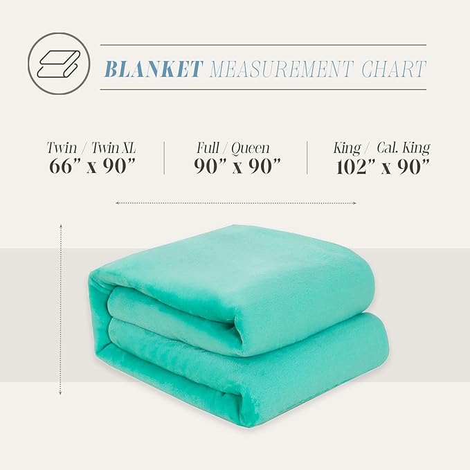 Elegant Comfort Luxury Velvety Feel Blanket, All-Season Lightweight Blanket, Ultra Plush, Soft, Cozy-Fuzzy Flannel Fleece for Couch, Sofa, Bed, Travel, Solid Design, King/California King, Tiffany