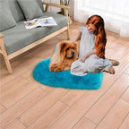 Fluffy Faux Fur Heart Shaped Area Rug Soft Fuzzy Carpet Home Decoration Wedding Party for Bedroom Living Room Bedside 30x40cm Blue