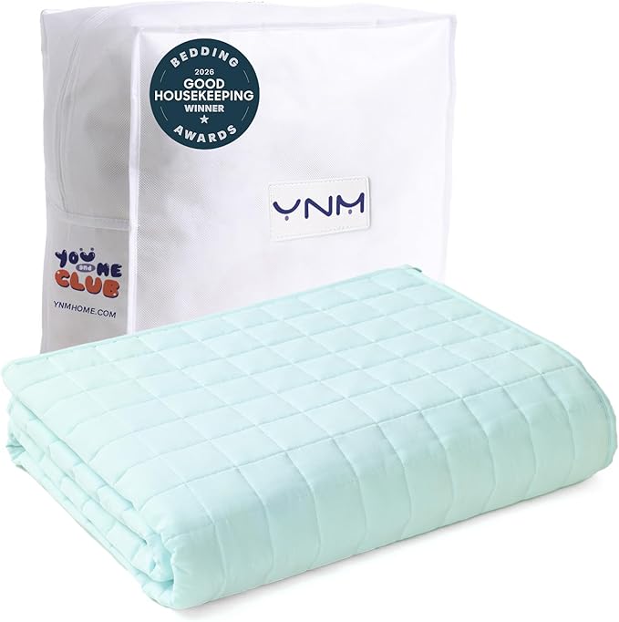 YnM 12lbs Weighted Blanket for Adults, Heavy Bed Throw Blanket with Cooling Glass Beads for All Season Use, Ideal for ~110lbs (48x72 Inches, Twin/Full, Mint Green)