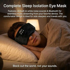 Sleepals Bluetooth Sleep Mask with 24 Built-in White Noise Sounds, Ultra-Slim Headphones for Side Sleepers, 100% Light Blockout 3D Eye Mask, Washable Fleece Sleep Headphones (Black)
