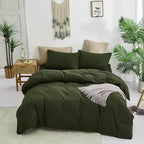 CLOTHKNOW Green Full Size Comforter Sets Dark Green Bedding Comforter Sets Soft Comforter with 2 Pillow Cases