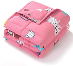 Kivik Cooling Weighted Blanket 7 Pounds, Breathable Weighted Blankets, Ultra Soft Heavy Throw for Relaxing & Sleeping, Machine Washable, 41 x 60 Inches, Cute Cat Printing, Pink