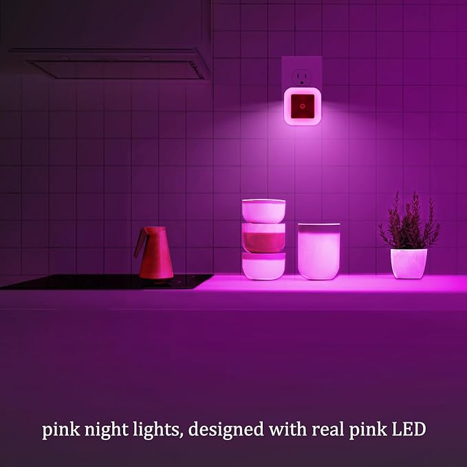 [Pack of 2] Pink LED Night Lights, Plug into Wall Lights with Light Sensor
