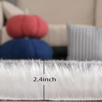 ORINOVA Grey and White Washable Shaggy Round Rug 5ft Circle Faux Sheepskin Furry Fur Rugs for Bedroom Nursery Rug