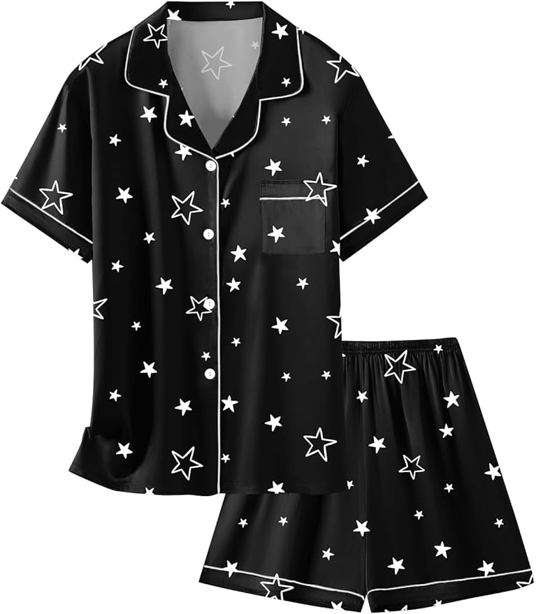 Girls & Womens Satin Pajamas Set, Silk Button-Down Sleepwear 2 Piece Nightwear, 3 Years - Women XXL