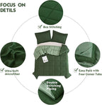 HIG 3 Pieces Green California King Comforter Set, Modern Breathable Box Stitched Duvet Insert Bedding Comforter, Soft Fluffy All Season Reversible Comforter Set Blanket with Corner Tabs for Bedroom