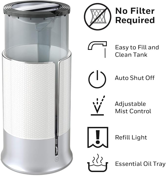 Honeywell Designer Series Cool Mist Humidifier, Room Humidifiers, White