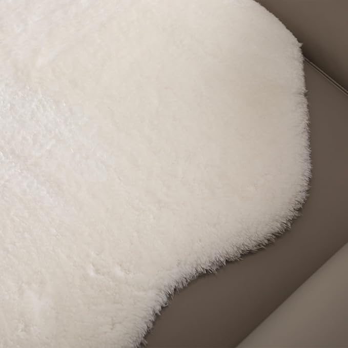 Faux Sheepskin Rug 2x3 Ft, 18mm Medium Pile Small Fluffy Area Rug, Machine Washable Mini Plush Carpet for Bedroom, Living Room, Kids Room, Bathroom & Vanity, White