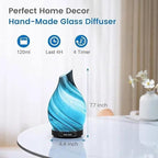 Essential Oil Diffuser, 120ML Glass Aromatherapy Diffuser with Auto Shut-Off and 7 Color LED Lights, Ultrasonic Mist Humidifier with 4 Timer for Home Office Bedroom (Gray Wave)