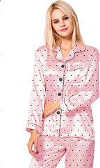 SWOMOG Womens Silk Satin Pajamas Set Long Sleeve Button Down Sleepwear 2 Piece Lounge Set Pj Set XS-3XL