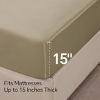 BEDELITE Satin Sheets Full Size Bed Set, Luxury Soft Taupe Silky Sheets for Hair and Skin, Similar to Silk Bed Sheets Set 4 Pieces with 1 Deep Pocket Fitted Sheet, 1 Flat Sheet, and 2 Pillowcases