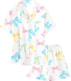 Girls & Womens Satin Pajamas Set, Silk Button-Down Sleepwear 2 Piece Nightwear, 3 Years - Women XXL