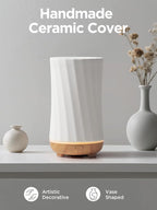 InnoGear 150ml Ceramic Oil Diffuser, Handcrafted Stone Essential Oil Diffuser Aromatherapy Diffusers Ultrasonic Cool Mist Humidifier Vaporizor with 2 Mist Modes for Room Home, White Twist Ceramic