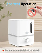 Bear Humidifiers for Bedroom, 2.5L Cool Mist Humidifiers and Oil Diffuser, Quiet Rapid humidifiers for Home Whole House, with Adjustable Mist Output and Auto Shut-off, White