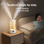Homvana Humidifiers for Bedroom Home, 3.6 L Cool Mist Top-Fill 34H Super Long Time, Quiet 23dB, Baby Humidifier, Oil Diffuser for Large Room, House, Plant, Nursery, BPA FREE, Ultrasonic (Transparent)