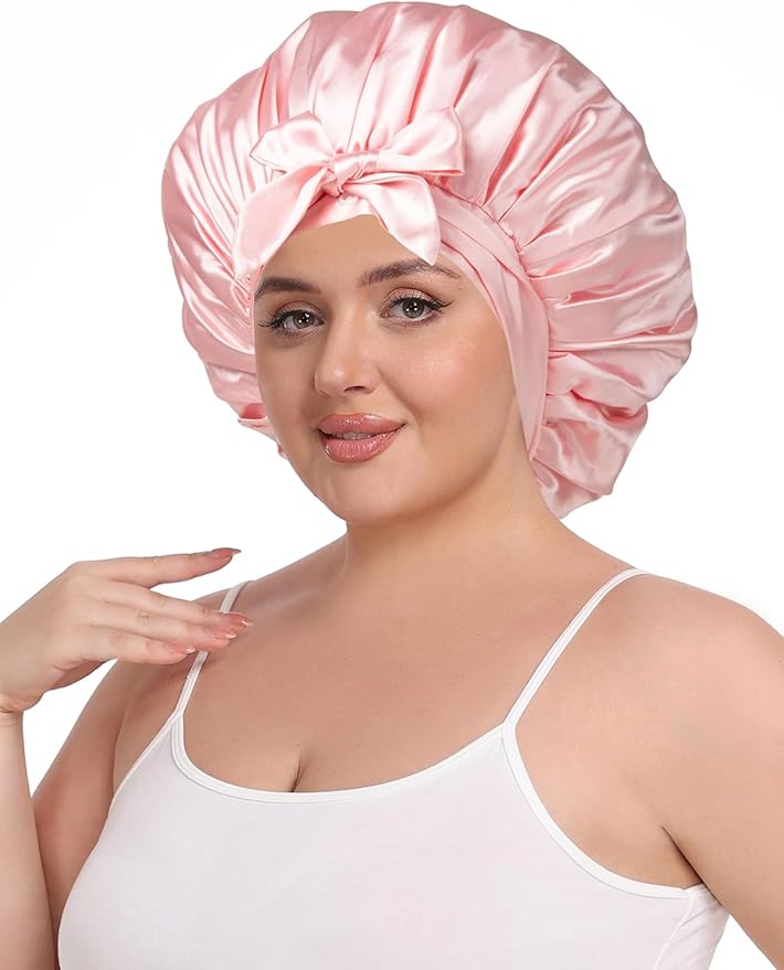 Double Layer Satin Bonnet with Detachable Eye Mask Night Cap for Curly Braids Hair Reduces Frizz Locks in Moisture