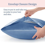 BEDELITE Satin Pillowcase for Hair and Skin, Super Soft Similar to Silk Pillow Cases 4 Pack with Envelope Closure, Cooling Pillowcases for Women Men (20"x36" King Size, Airy Blue)
