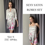 Ekouaer Sleepwear Women's Satin Nightgown with Robes Set 2 Piece Sexy Lace Cami Nightwear