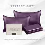 Elegant Comfort 4-PACK Purple Satin Pillowcase Set with Hidden Zipper closure, Silky Smooth for Best Hair and Skin Care - Standard/Queen