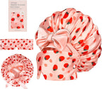 Double Layer Satin Bonnet with Detachable Eye Mask Night Cap for Curly Braids Hair Reduces Frizz Locks in Moisture