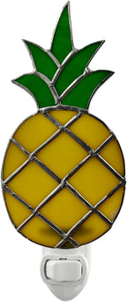 CHEZBABY Stained Glass Night Light Plug into Wall Accent Nightlight Lamp Decorative for Hallway Bedroom Kitchen Home Decor(Pineapple)