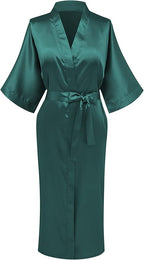 Womens Long Silky Robe Satin Kimono Robes Silk Bathrobe for Wedding Party Full Length Dressing Gown
