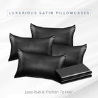 Elegant Comfort 6-Pack King Size Black Satin Pillowcase Set with Hidden Zipper Closure, 20" x 40"