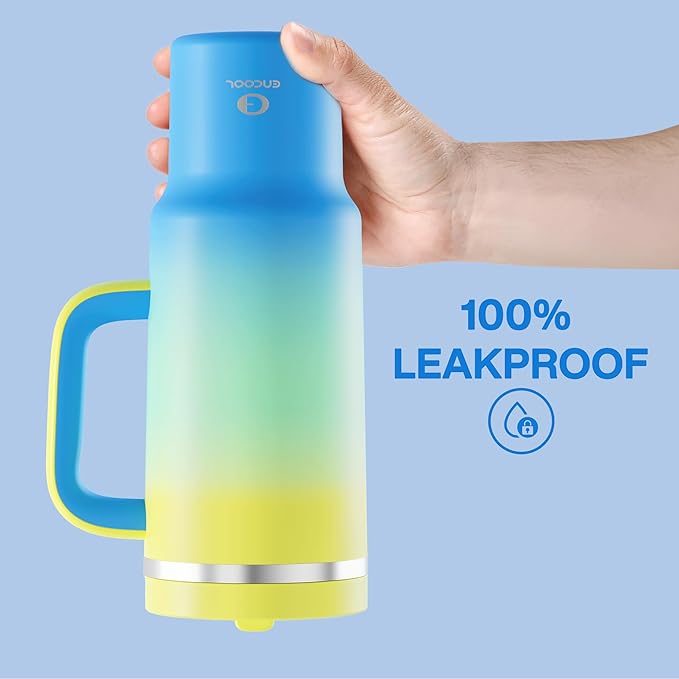 ENCOOL 40 oz Tumbler with Handle and Straw: Stainless Steel Insulated Tumbler Keeps Cold for 24 Hours, Leakproof Travel Cup Fits in Cup Holder and BPA-Free, Soft Lagoon