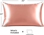 Satin Pillowcase 2 Pack - Queen Size (20"x30", Blush Pink) - Silky Pillow Cases for Hair and Skin - Satin Pillow Covers with Envelope Closure - Extra Soft Premium Microfiber