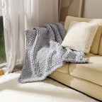 Chunky Knit Blanket Throw 40"*60", Hand Knitted Warm Chenille Throw Blanket, Home Decor Soft Thick Yarn Cable Knit Blanket, Soft Breathable Fleece Banket Christmas for Couch Bed Sofa Best Gift (Gray)