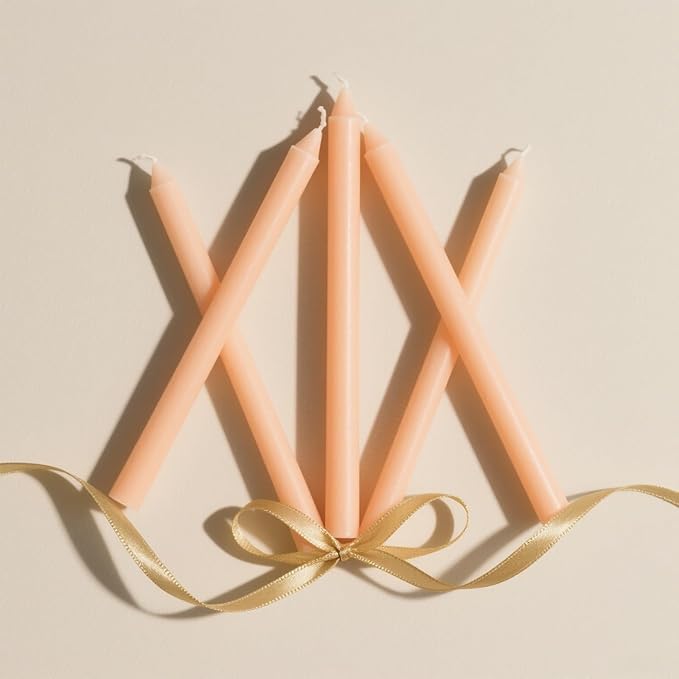 12-Pack Light-Orange Taper Candles, 10 Inch Unscented Dripless Candlesticks, Long-Lasting Burn Time of 7-8 Hours, Perfect for Fall Harvest Halloween Thanksgiving Dinners Parties and Home Décor