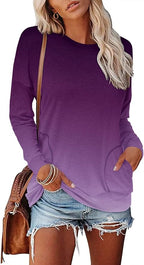 Magritta Women's Long Sleeve Leopard Color Block Tunic Comfy Crewneck T Shirt Tops Black XL