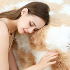Fluffy Faux Fur Brown and White Checkered Rug，Small Area Rug,2x4 Ft Ultra Soft Shaggy Plush Rug for Bedroom Living Room Bedside Nursery Kids Room