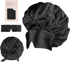 Double Layer Satin Bonnet with Detachable Eye Mask Night Cap for Curly Braids Hair Reduces Frizz Locks in Moisture