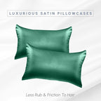 Elegant Comfort 2-Pack King Size Silky Smooth Viscose Satin Pillowcase Set with Hidden Zipper Closure, Hunter Green