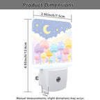 Mushroom Night Lights Plug Into Wall, Fanciful Playful Moon Stars Spring Pastel Peach Plug in Night Light with Dusk to Dawn Sensor for Guest Room Basement Office Decor 2pcs