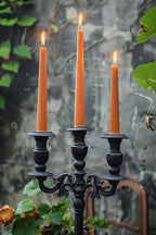 12-Pack Neon Orange Taper Candles, 10 Inch Unscented Dripless Candlesticks, Long-Lasting Burn Time of 7-8 Hours, Perfect for Fall Harvest Halloween Thanksgiving Dinners Parties and Home Décor