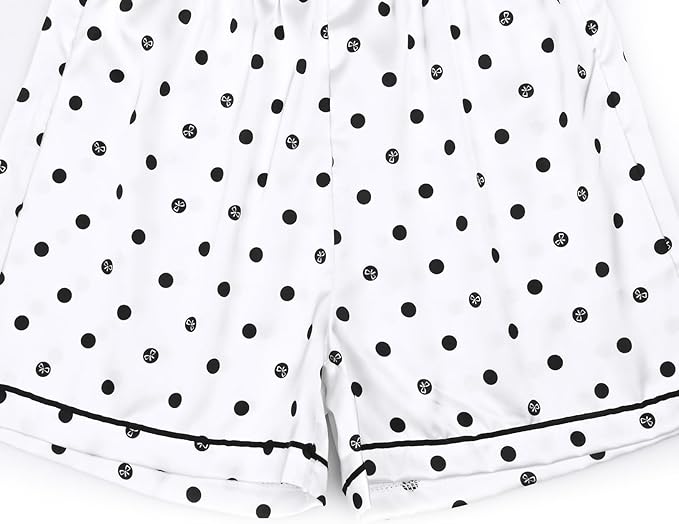 QPANCY Kids Satin Pajamas Sets Baby Boy Girl Button-Down Silk Sleepwear 2 Piece Short Sleeve Loungewear Clothes Set