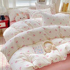 Nayoroom Pink Bow Duvet Cover Queen Size Heart Bows Printed Coquette Bedding Set 3 Pcs Kids Girls Cute Comforter Cover with Zipper Closure Soft Breathable Microfiber