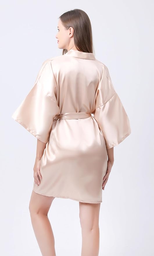 QXQTER Peony Floral Silky Satin Robe Wedding Bridal Party Bride Bridesmaid Robes for Women Dressing Gown Kimono Robe