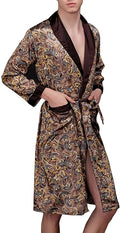 Lavenderi Mens Silky Satin Lounge Robe, Long Lightweight Sleepwear