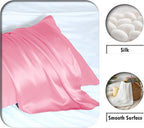 Silk Pillow Cases 2 Pack Soft Breathable and Sliky King Size Pillow Cases Set of 2,Natural Mulberry Silk Pillowcase Set of 2 for Hair and Skin with Hidden Zipper (Pink,20"X 36",2pcs)