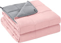 yescool Weighted Blanket for Adults (18 lbs, 60" x 80", Pink Grey) Cooling Heavy Blanket for Sleeping Perfect for 170-190 lbs, Queen Size Breathable Blanket with Premium Glass Bead, Machine Washable