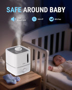 Bear Humidifiers for Bedroom, 2.5L Cool Mist Humidifiers and Oil Diffuser, Quiet Rapid humidifiers for Home Whole House, with Adjustable Mist Output and Auto Shut-off, White