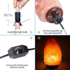 1 Pack Salt Lamp Cord Replacement with Dimmer Switch 5 feet Lamp Cord and 6-Pack Halogen Salt Lamp Bulbs(15 Watts)