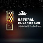 Himalayan Glow Lattice Style Basket Salt Lamp Night Light with Pink Salt Chunks | 360 Degree Rotatable Wall Plug,Ideal Gift For Home Décor