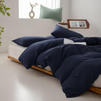 Luxlovery Navy Comforter Set Twin Modern Solid 3 Piece Bedding Sets Comfy Soft Blanket Quilts Lightweight Bedding Comforter Set for Women Boys Men Teens Adults