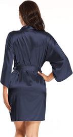 Women's Pure Short Satin Robes Bridesmaid and Bride Silky Robes Summer Sleepwear